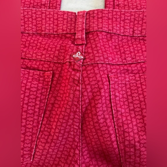 PRANA KARA Organic Cotton Red Patterned Ankle Skinny Jeans Size 0/25 30x28 - Picture 5 of 7